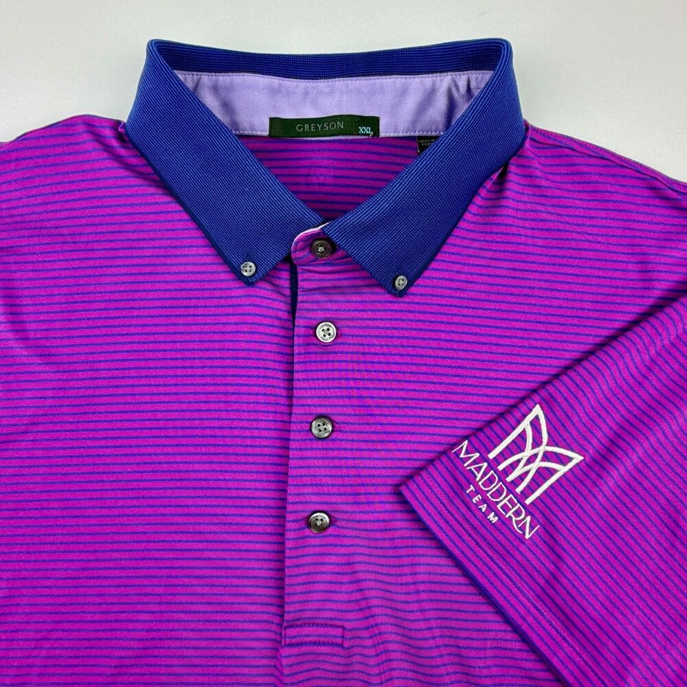 Greyson Golf Polo XXL Purple Stripe NWOT